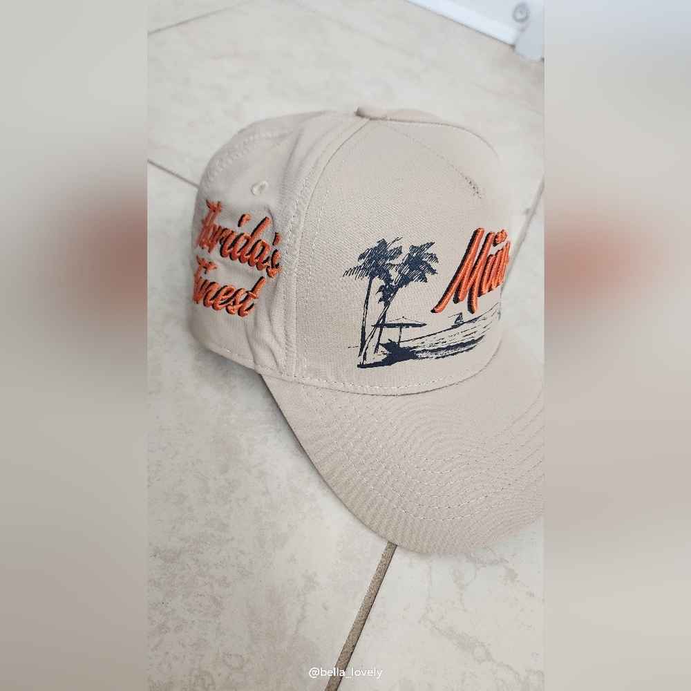 Florida Beach Themed Müv Beige Cap with Orange Embroidery - Picture 3 of 4